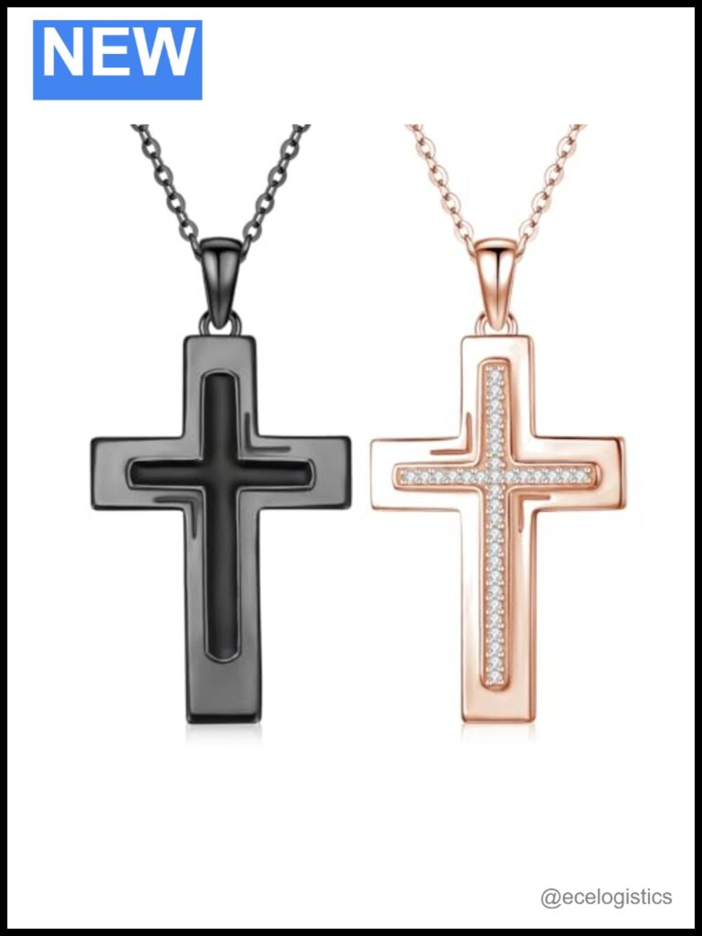 Sterling Silver Cross Pendant Necklace Set for Couples His Hers Matching Jewelry